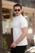 Erkek Ince çizgi Dokulu Kısa Kollu T-shirt resmi